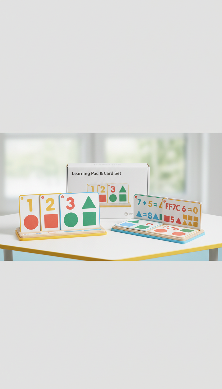 Learning pad with numbers and shapes cards