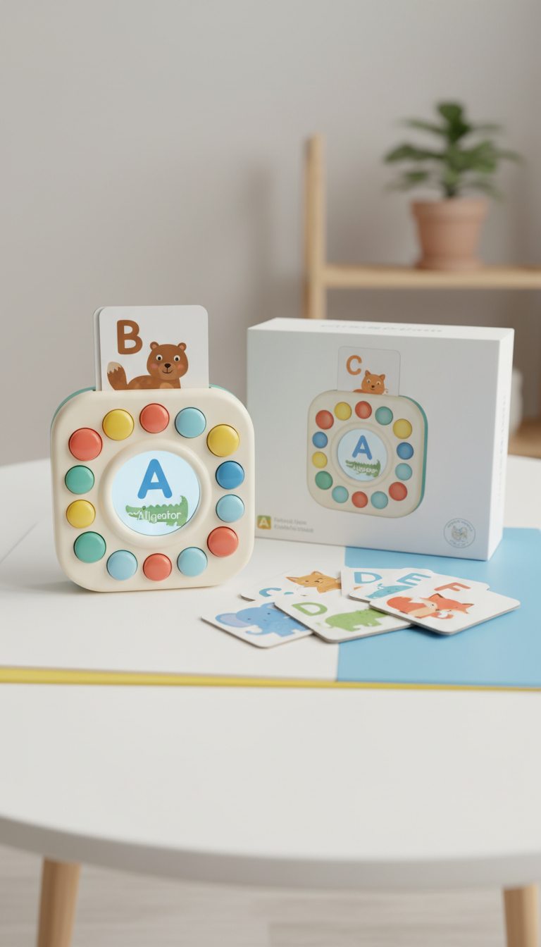Learning pad with animal alphabet cards